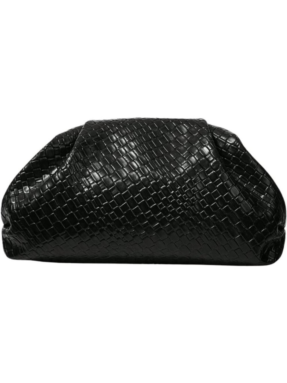 Elegant Women's Woven Dumpling Clutch Purse - Faux Leather Evening Handbag